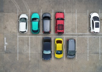 Empty parking lots, aerial view.