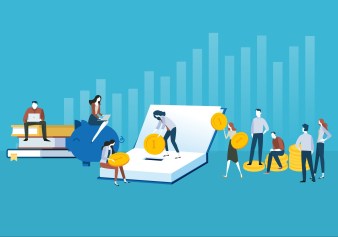 Flat design style web banner for investments in knowledge, student loans, scholarships